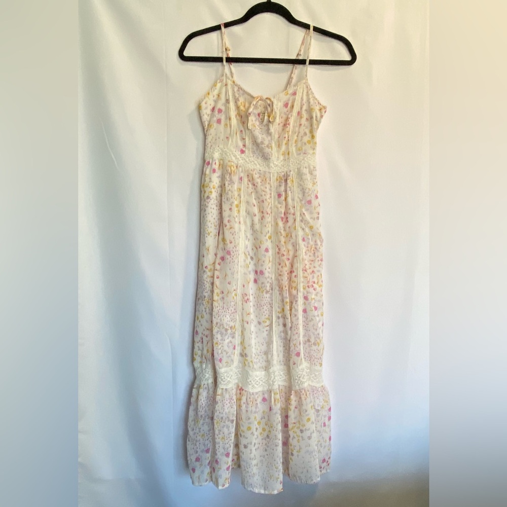 Jessica Simpson Floral Maxi Dress - Pink and Yellow romantic cottagecore